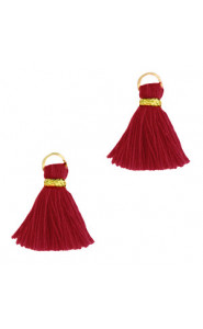 Ibiza style Tassel 1.5cm Gold-garnet red